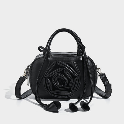 Bolso pequeño cuadrado con diseño de rosas y flores de color sólido, a la moda para mujer