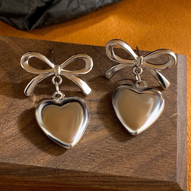 Elegant Love Pendant Earrings in Titanium Steel