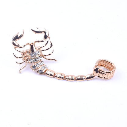 Bague rétro en cristal avec motif scorpion pour femme
