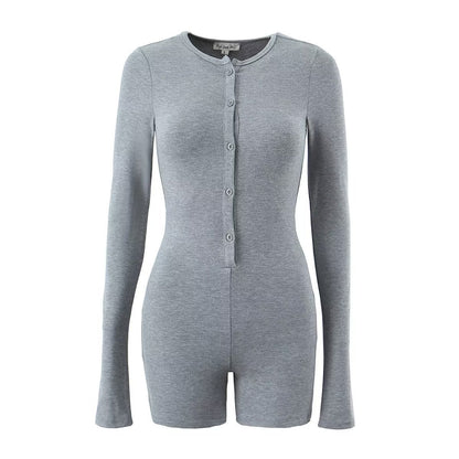 Women Yoga Solid Color Long Sleeve Sports Rompers