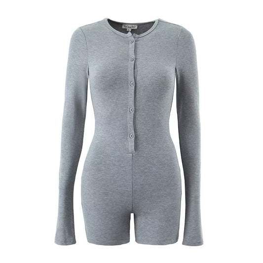Women Yoga Solid Color Long Sleeve Sports Rompers