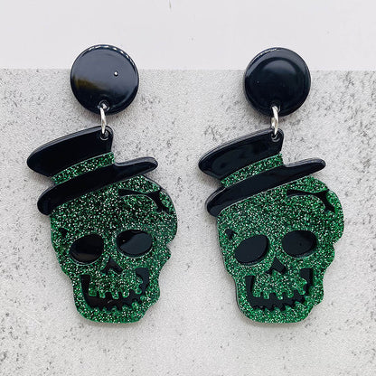 Halloween Women Fashion Acrylic Horror Skull Earrings