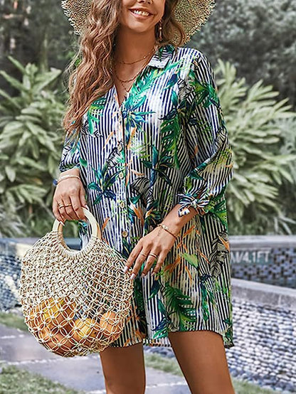 Women Fashion Casual Floral Printed Cover-Ups