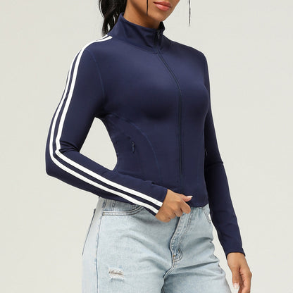 Chaqueta informal de manga larga con contraste de color para mujer