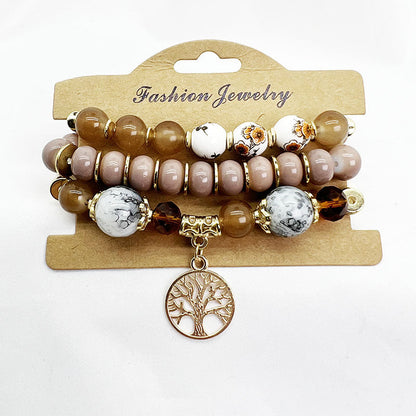 Bohemian Glass Ceramic Life Tree Multi-Layer Bracelet