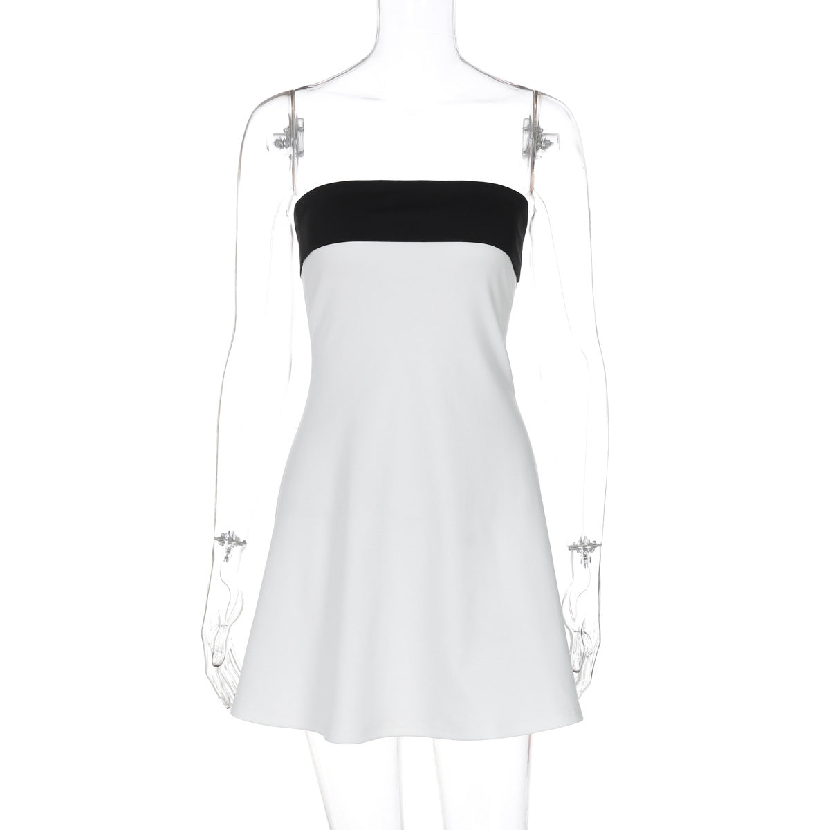 Vestido ajustado con top de tubo y colores contrastantes a la moda para mujer