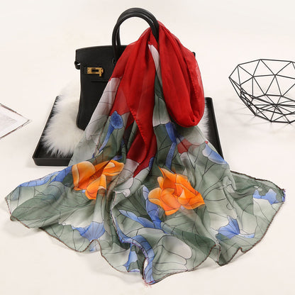 Elegante bufanda larga con estampado de flores para mujer