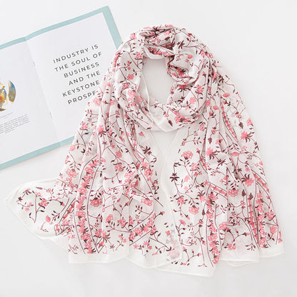 Bufanda larga de gasa con estampado floral de verano y primavera para mujer