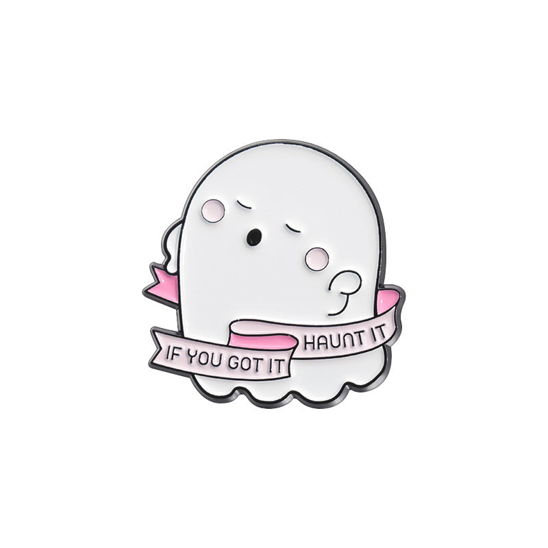 Broche fantôme d'Halloween en alliage de zinc pour femme, simple et mignonne