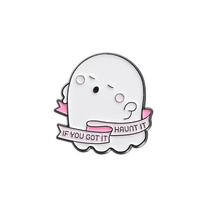Broche fantôme d'Halloween en alliage de zinc pour femme, simple et mignonne