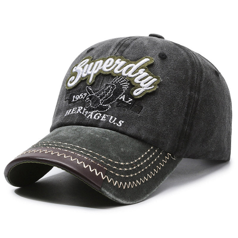 Gorra vintage de algodón bordada para exteriores