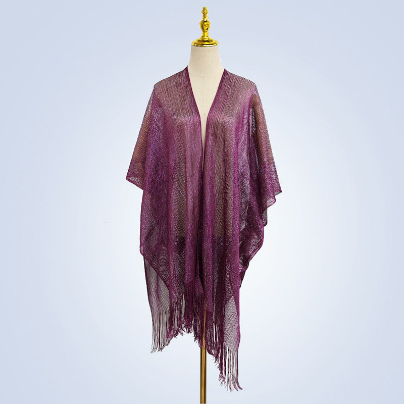 Summer Women's Fashion Solid Color Tassel Cardigan