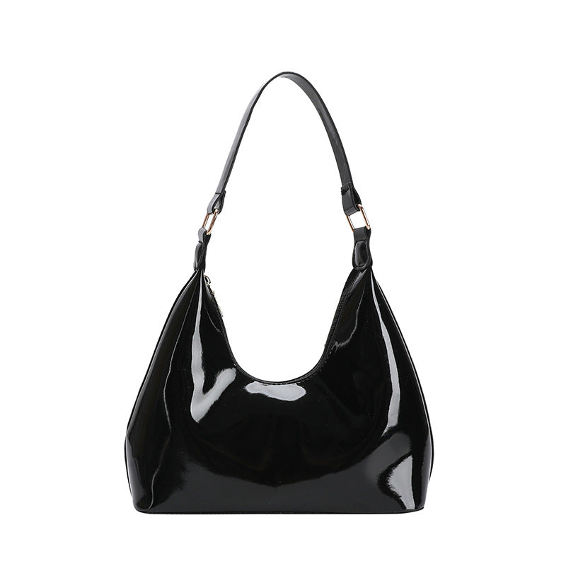 Simple Solid Color Retro Bright Underarm Bag