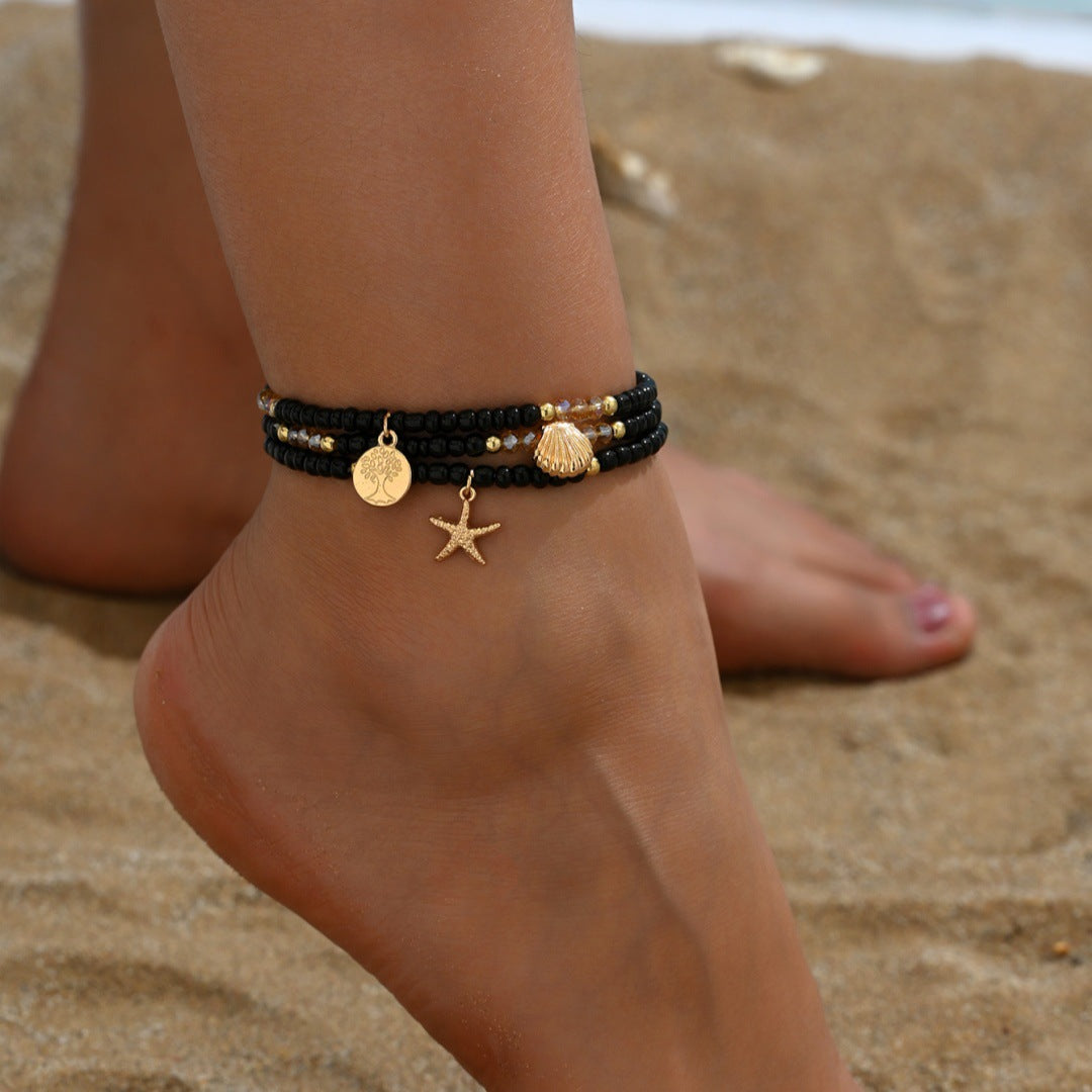 Bohemian Vacation Style Alloy Starfish Anklet