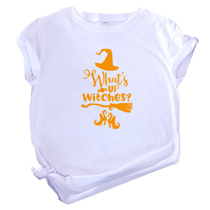 Camiseta informal de Halloween con cuello redondo y manga corta para mujer