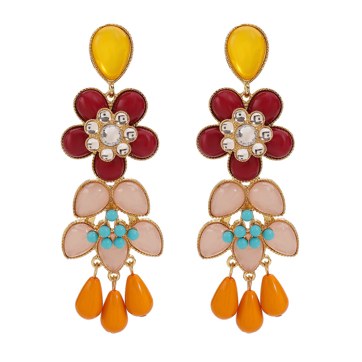 Women Fashion Boho Multicolor Floral Earrings - Stylish Flower Jewelry
