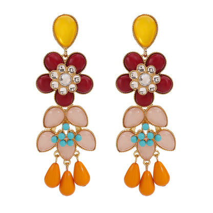 Women Fashion Boho Multicolor Floral Earrings - Stylish Flower Jewelry