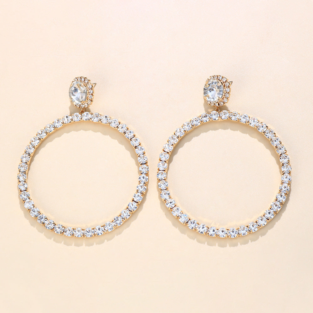Fashion Exaggerated Round Rhinestone Earrings Alloy Jewelry
