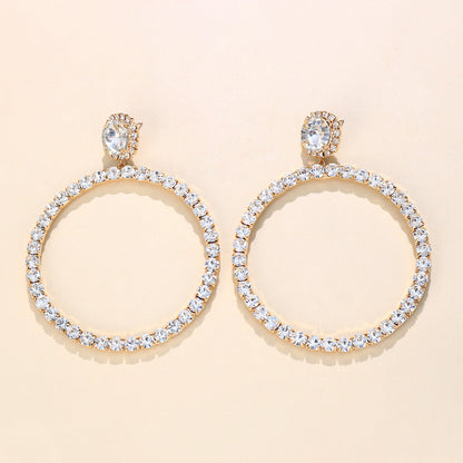 Fashion Exaggerated Round Rhinestone Earrings Alloy Jewelry