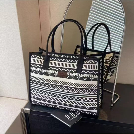 Sac fourre-tout décontracté à motifs géométriques pour femmes