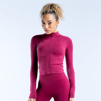 Women Casual Solid Color Long-Sleeve Zipper Sports Jacket