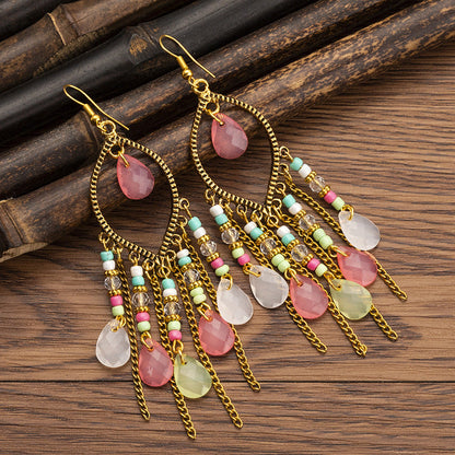Pendientes con borlas retro de estilo étnico bohemio