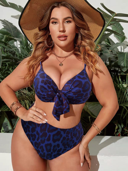 Traje de baño sexy con estampado de leopardo para mujer de talla grande