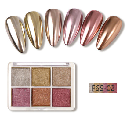 Poudre à ongles effet miroir magique solide à six couleurs