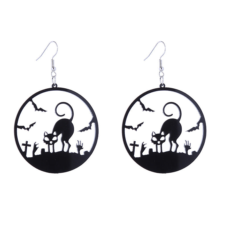 Halloween Women Horror Funny Dark Spider Bat Ghost Witch Acrylic Earrings