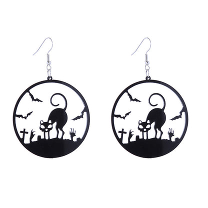 Halloween Women Horror Funny Dark Spider Bat Ghost Witch Acrylic Earrings