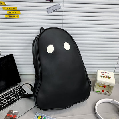 Mochila de piel sintética de gran capacidad con diseño de fantasma para mujer
