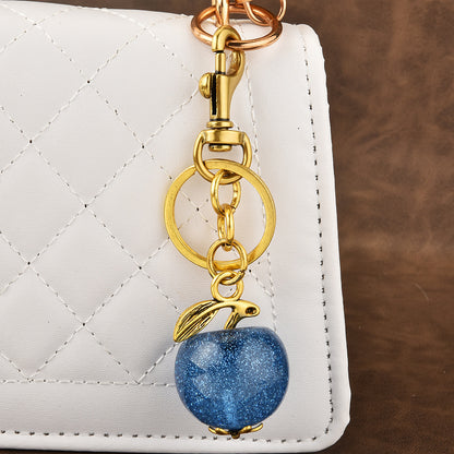 Llavero sencillo de manzana con colgante de aleación de zinc para bolso, estilo del sudeste asiático.