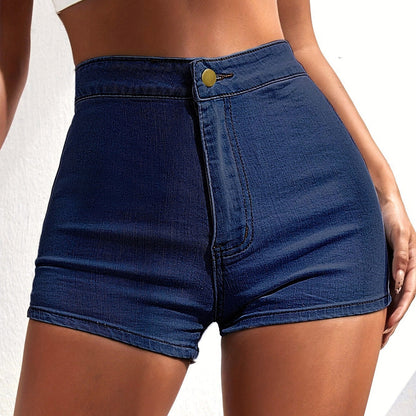 Pantalones cortos sexis de cintura alta de color liso a la moda para mujer