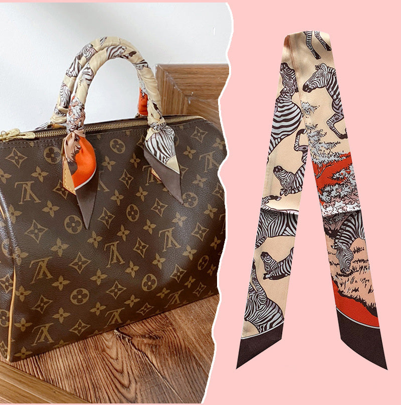Bufanda con asa para bolso con lazo estampado de moda