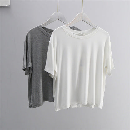 Camiseta informal de verano para mujer, color liso, holgada, con cuello redondo y sin mangas
