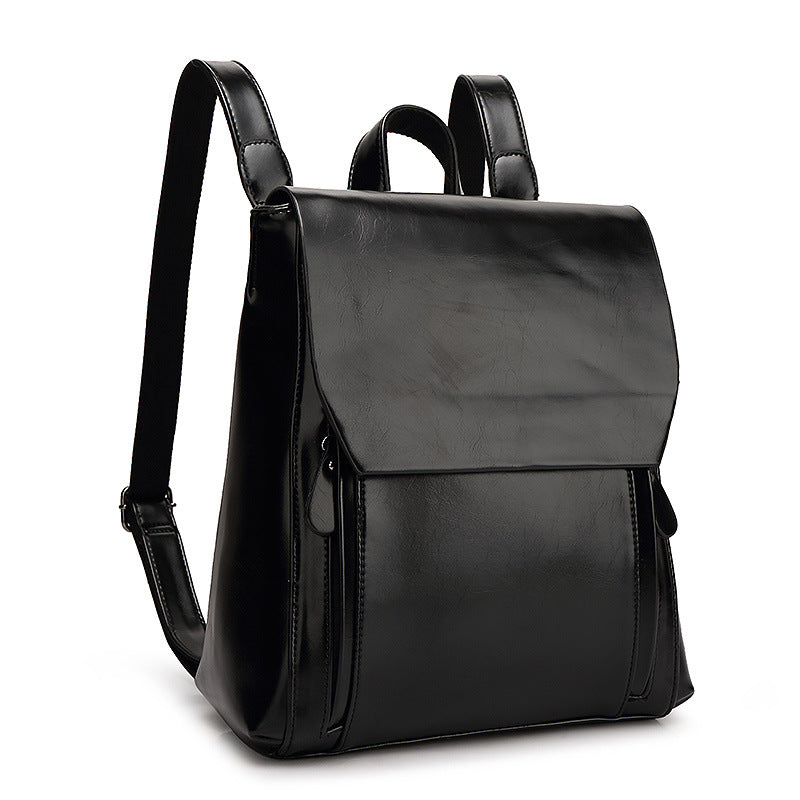Solid Pu Leather Women Soft Retro College Backpack