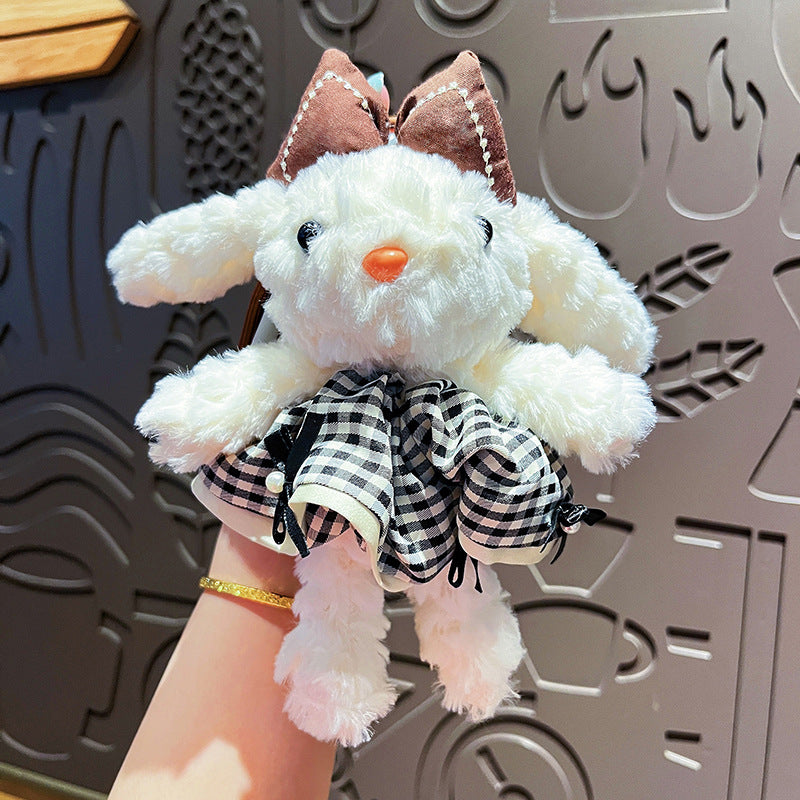 Cute Plush Long Ear Rabbit Keychain with Dress Variations