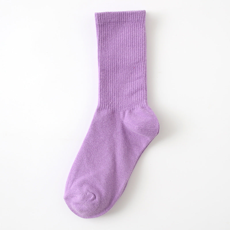 Calcetines finos de algodón de color liso para mujer