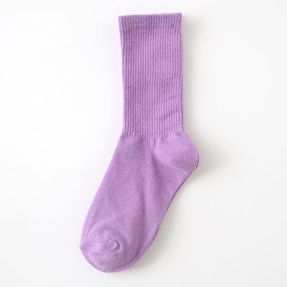 Calcetines finos de algodón de color liso para mujer