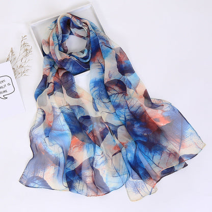 Bufanda con estampado de flor de ciruelo suave de Easide Beach con protector solar de verano