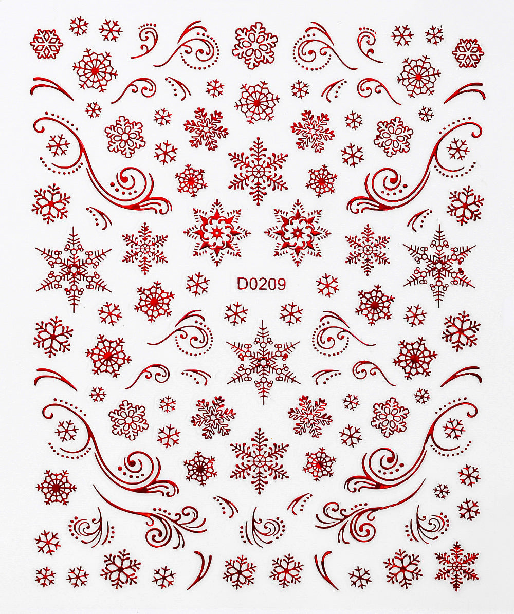 Parche adhesivo para uñas con diseño de alce y copo de nieve navideño, pegatinas bronceadoras para uñas