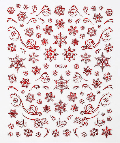 Parche adhesivo para uñas con diseño de alce y copo de nieve navideño, pegatinas bronceadoras para uñas