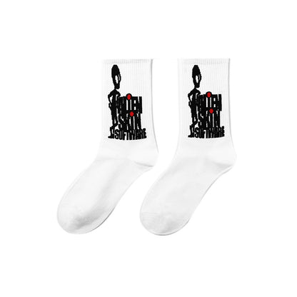 Calcetines de Halloween para hombre con diseño punk de calavera y palmeras y astronauta