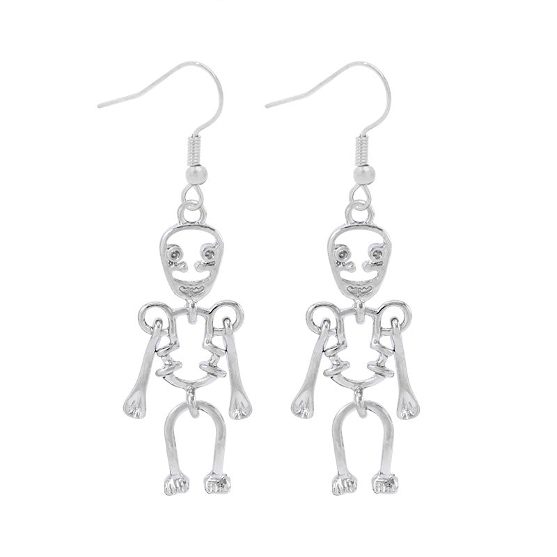 Halloween Women Fashion Exaggerated Resin Skeleton Earrings