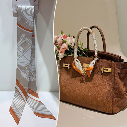 Bufanda con asa para bolso con lazo estampado de moda