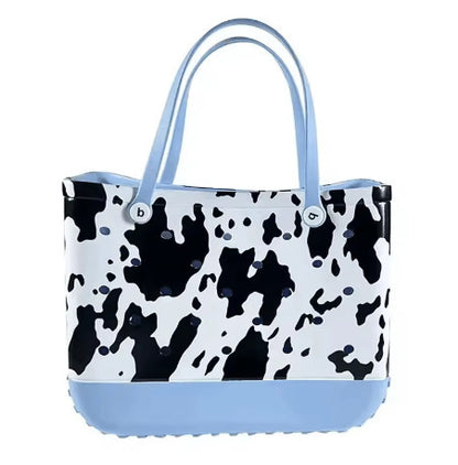 Printed EVA Beach Hole Bag with Geometric and Floral Patterns
