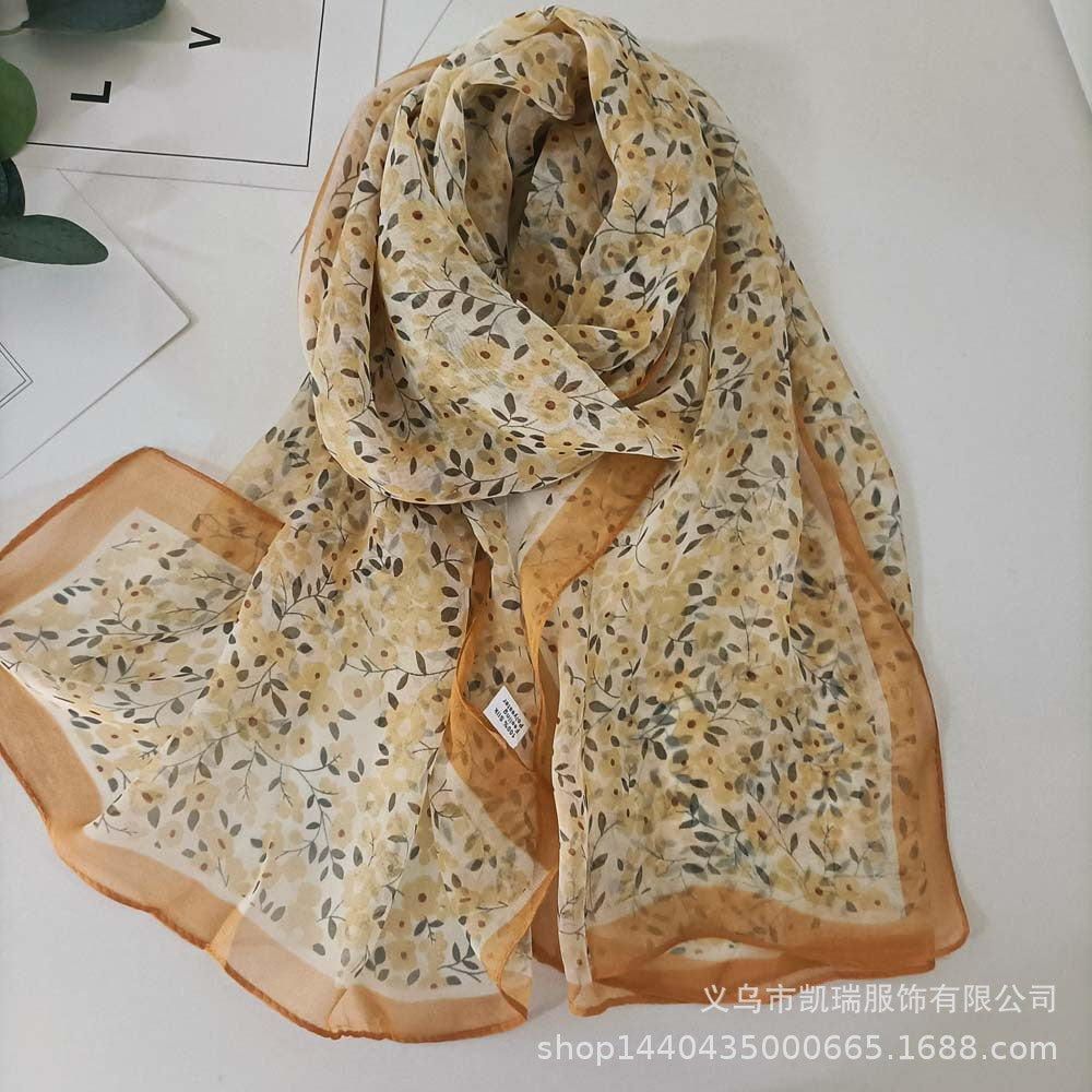 Bufanda de protección solar con estampado de flor de loto de verano