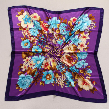 Bufanda de seda cuadrada grande con estampado floral para mujer, accesorio elegante