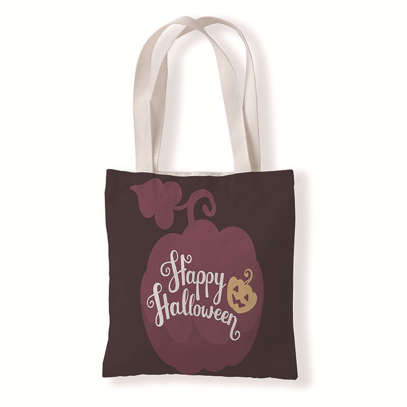 Bolsa de lona con diseño de calabaza y murciélago de Halloween