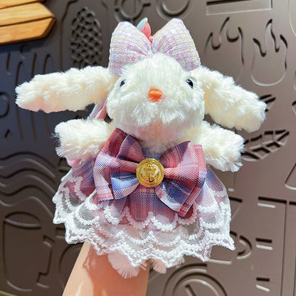 Cute Plush Long Ear Rabbit Keychain with Dress Variations